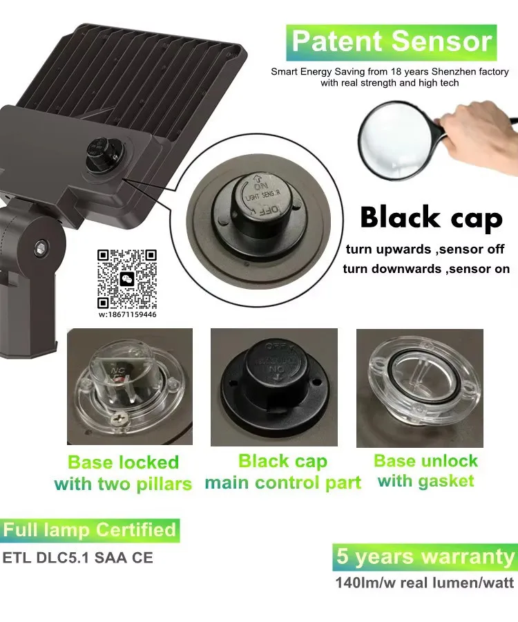 300w led street lights 42000lm day light 5000K 6500k ETL DLC dimmable smart dusk to dawn photocell sensor for road garage court
