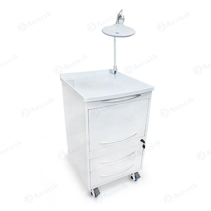 Cosmetic Salon White Mobile Cabinet Stainless Steel Podiatry Clinic Furniture Magnifying Glass Lamp Tool Cabinets