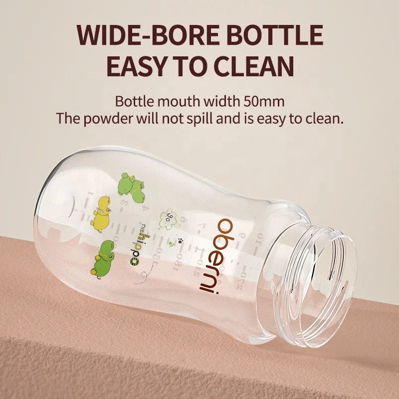 9oz (approx. 270ml) BPA-free, easy-to-clean, wide-neck, fast-flow PP baby feeding bottle
