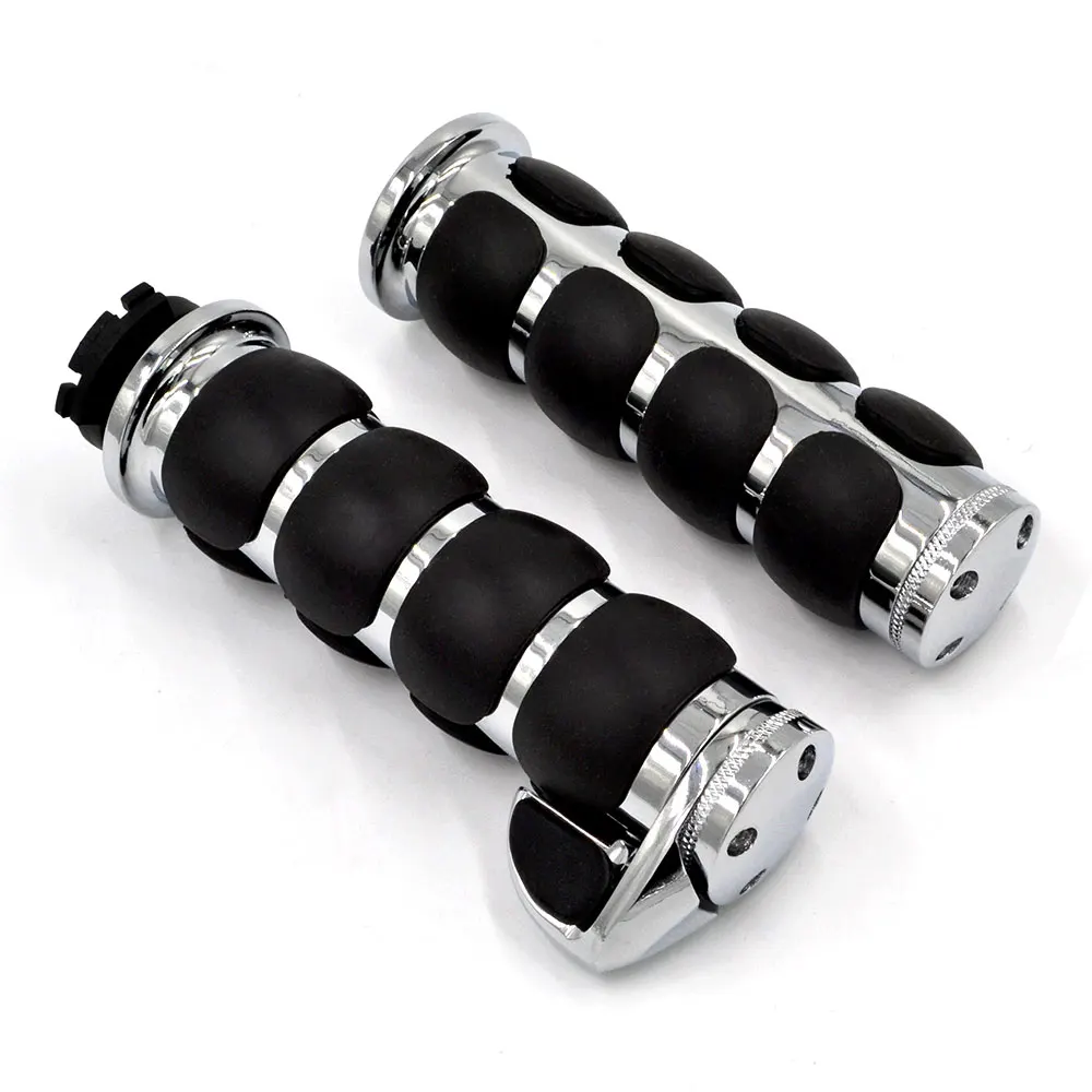 Motorcycle Aluminum Chrome Plastic Padded Handgrip Grips Handlebar Cover For Harley Universal 22mm 25mm