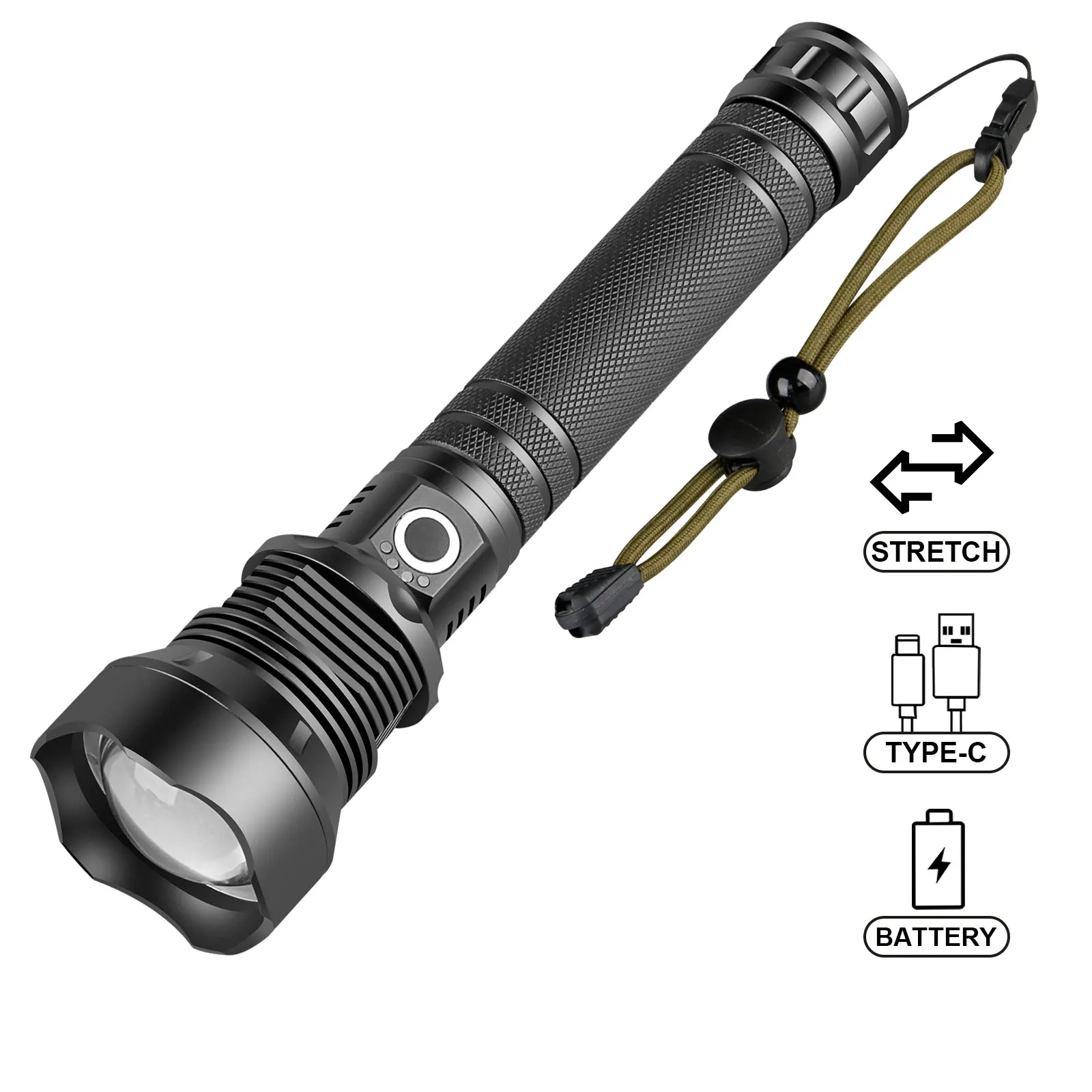 Spot goods aluminum alloy quad core ultra bright p70 torch light 20W powerful xph 70 flashlight