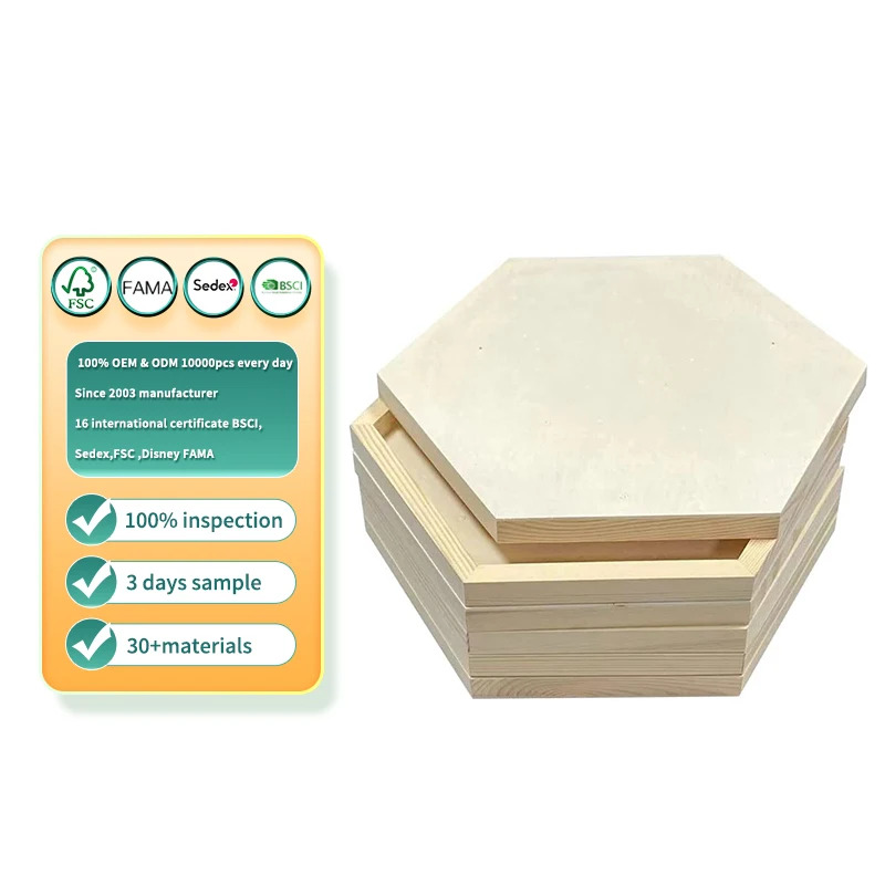 12x14 in Wood Panel Boards Wooden Hexagon Shaped Canvas Painting Crafts(6 Pieces)