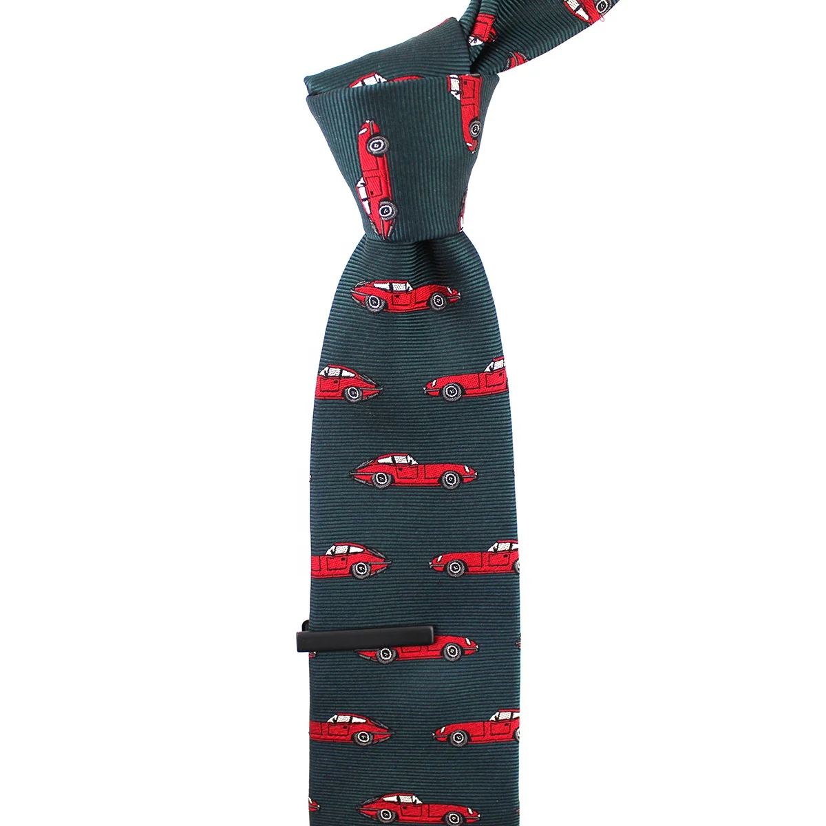 China Mens Neckties Ford Mustan Red Antique Car Silk Twill Woven Handmade Vintage Slim Skinny Auto Green Custom Ties For Men