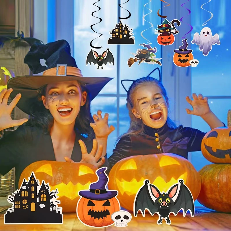 Halloween Honeycomb Table Centerpieces Paper Fans Pumpkin Skull Ghost Cat Tombstone Elements Table Centerpiece for Birthday