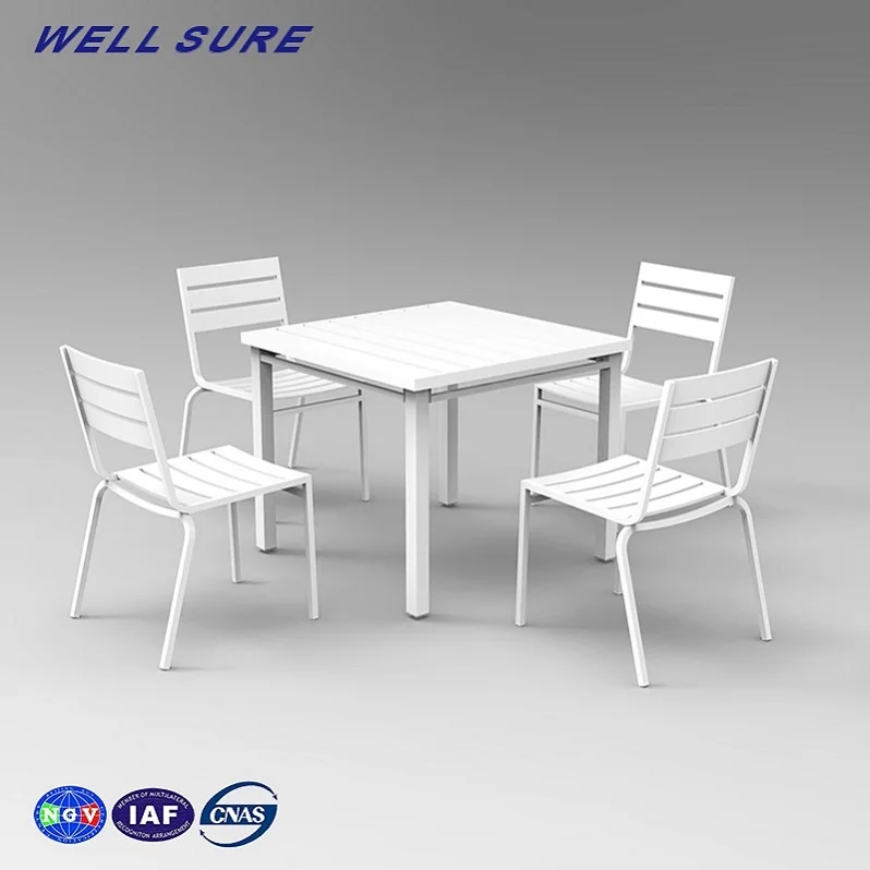 High Quality Metal Aluminum Hotel Home Luxury Dining Room 4 Chairs Dining Table Set