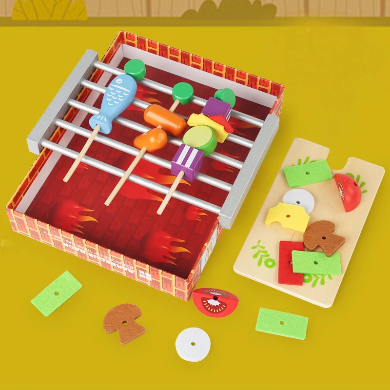 Мини-Барбекю кухня Детская ролевая игра притворный деревянный кухонный набор игрушки для детей