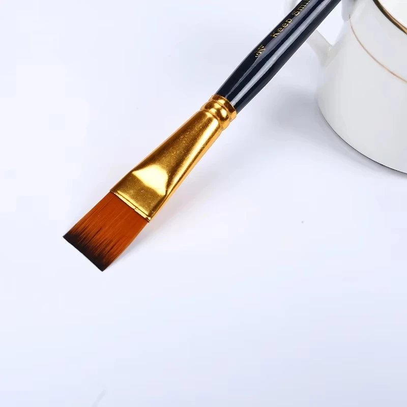 Keep Smiling 4pcs Flat Shape Painting Acrylic Watercolor Gouache Art Paint Brushes Set