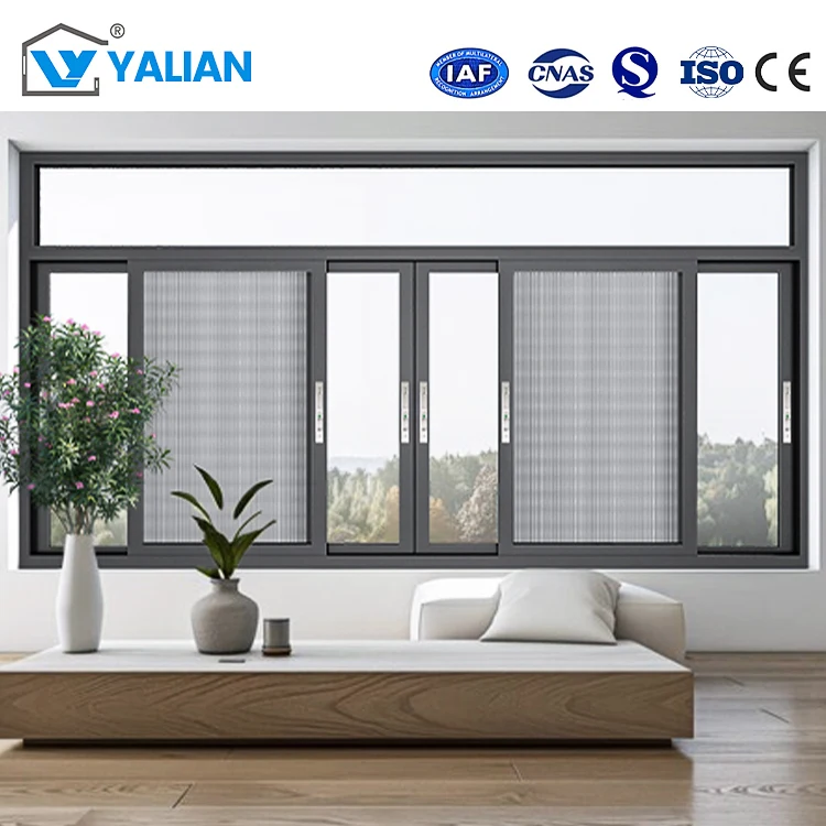Modern Commercial Customized Sizes Aluminium Sliding Windows Tempered Glass Aluminum Alloy Frame Sliding Windows Folding Open
