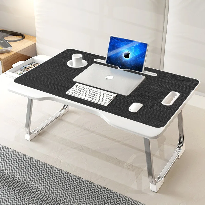 Mini black pink storage stand bedside wooden portable adjustable foldable laptop table for bed