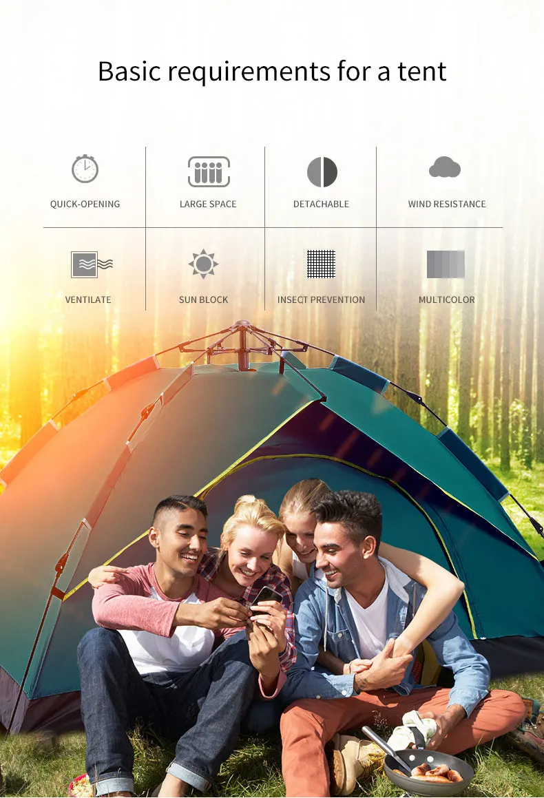 Tking P-series Upgrade Upf 50+ Zelt Barraca 3-4 Man Tent Waterproof Family Foldable Tents Camping