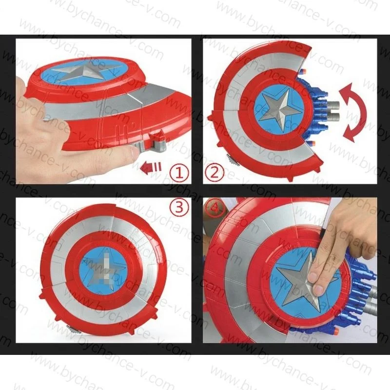 best cool Christmas gift for boys American captain shooting game toy transformable shield blaster gun toy with soft bullets