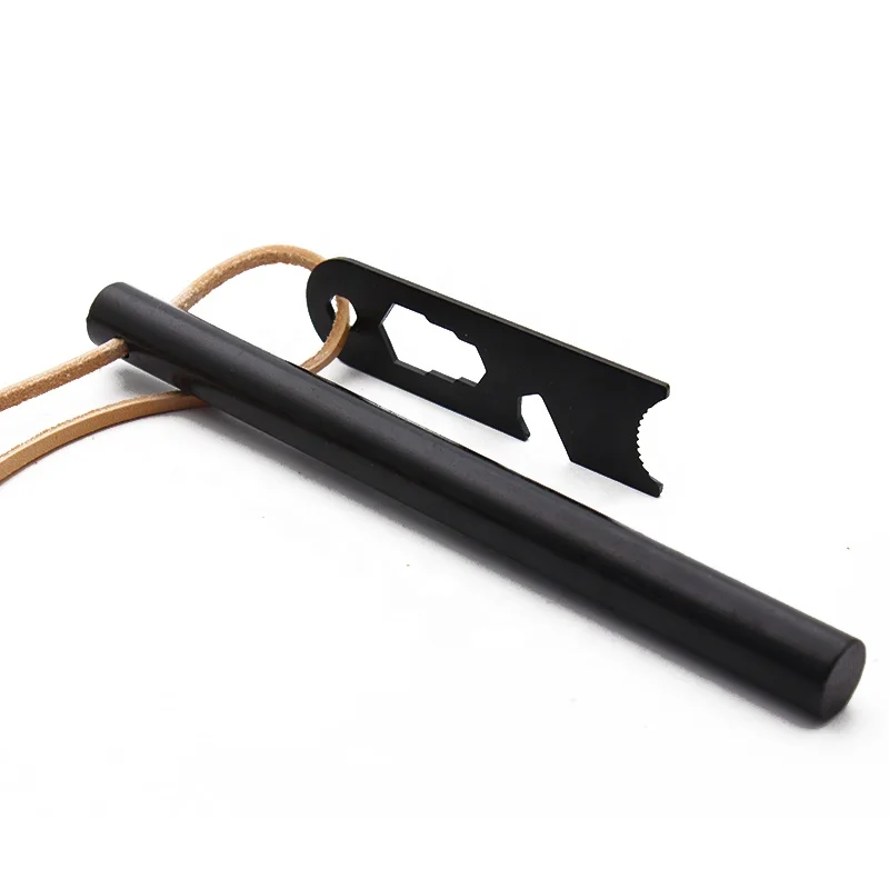 6inch Outdoor Survival Camping Gadgets Ferrocerium Fire Rod Steel Fire Starter with Leather String