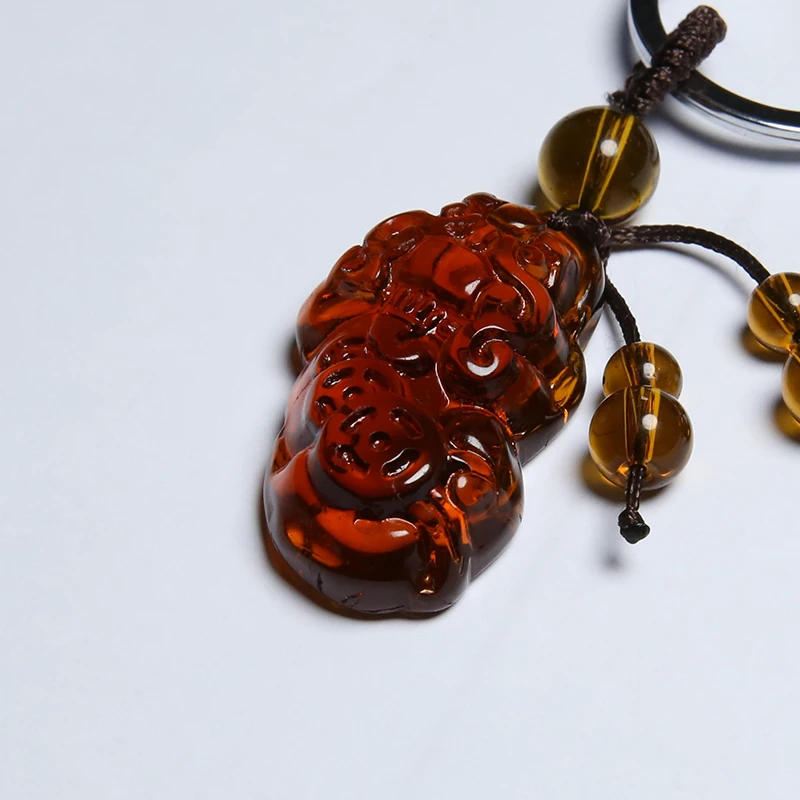 High-grade  3D carving Lucky Chinese Pixiu Animal  Key Chain Buddhism  Pendant Key Ring