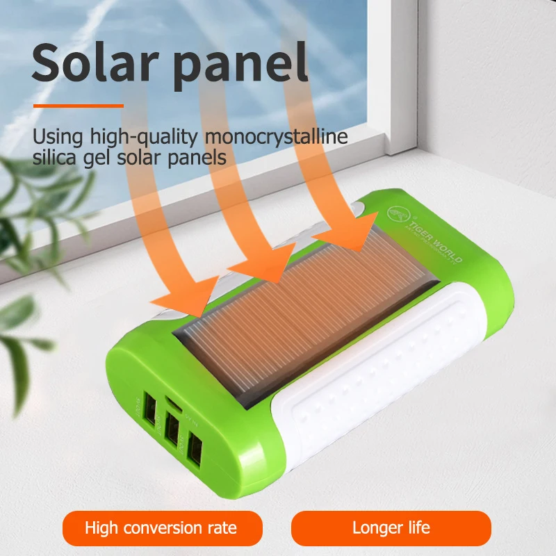 Waterproof Solar Power Bank 20000mah Solar Charger Waterproof 10000mah 8000mah Portable  Power Bank  With LED Light