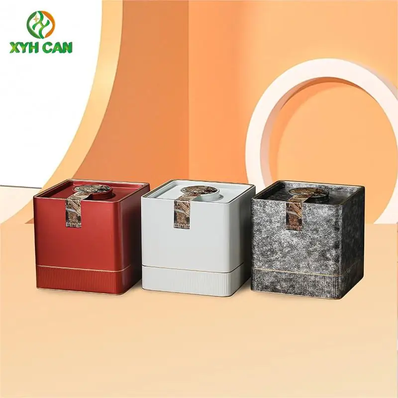 Custom Vintage 500g Square Metal Cans Tinplate Tea Can with Square Sealed Lid