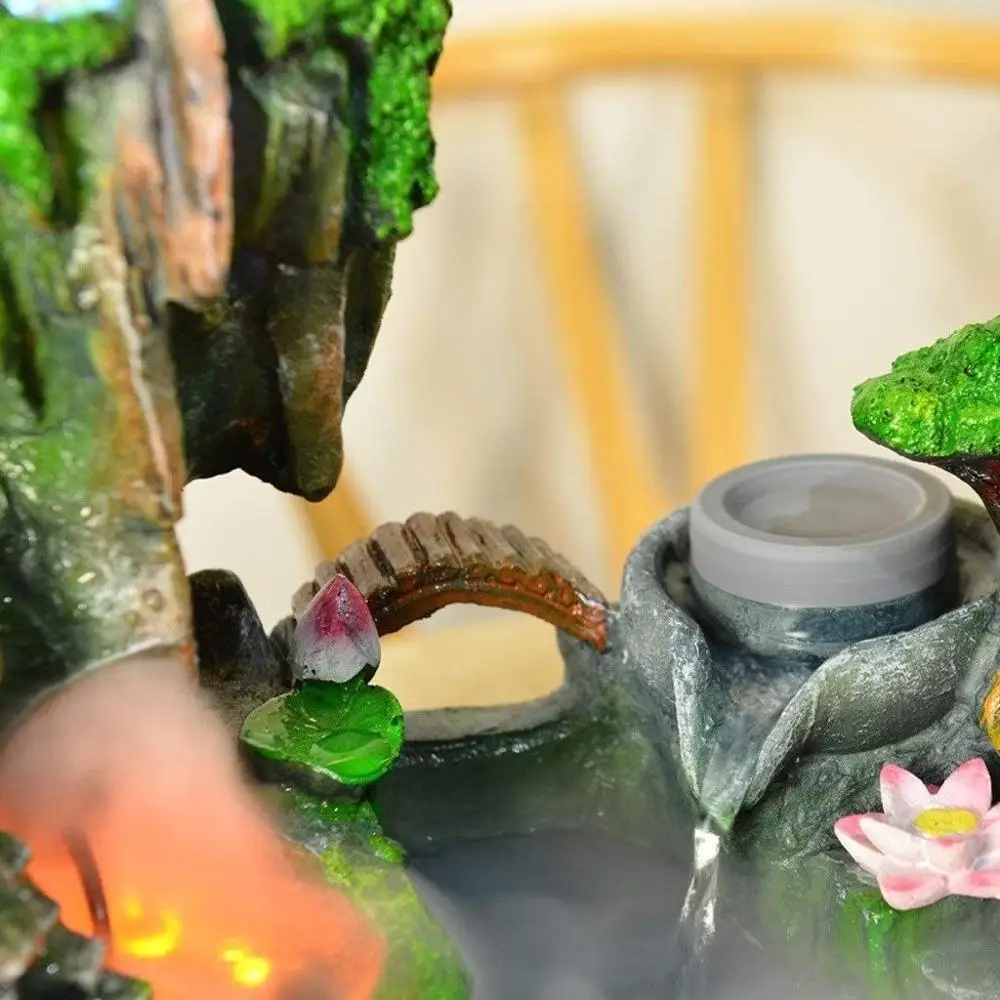 Indoor Fountains Tabletop Rockery Flowing Fountain with LED Lights, Indoor Waterfall Fountain for Stress Relief, Crafts Bonsai