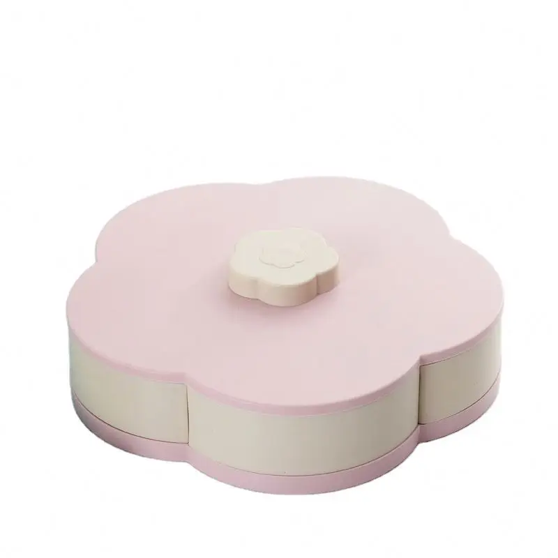 Single Layer Two Color Food Storage Tray With Small PartitionsRotary Switch Nuts Food Sub-grid Storage Box