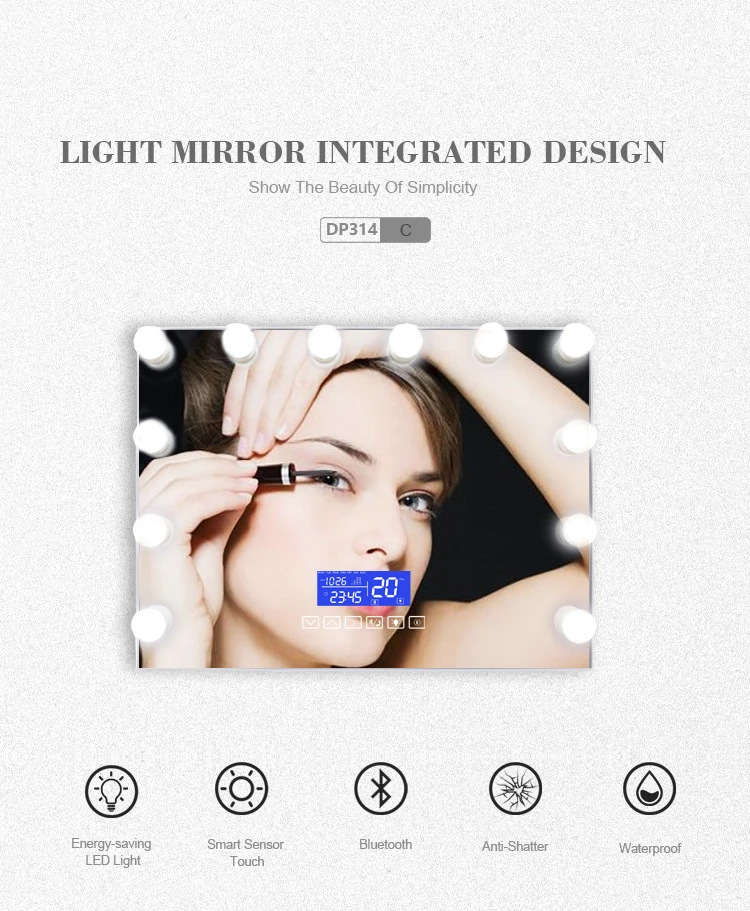 Professional Custom Wall Mount Make Up Led Light Vanity Makeup Mirror with Bulb