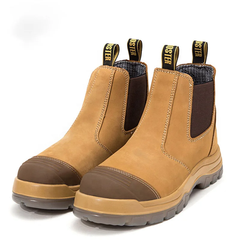 zapatos de trabajo High quality customization wheat Genuine leather TPU anti-static safety boots for men with steel toe