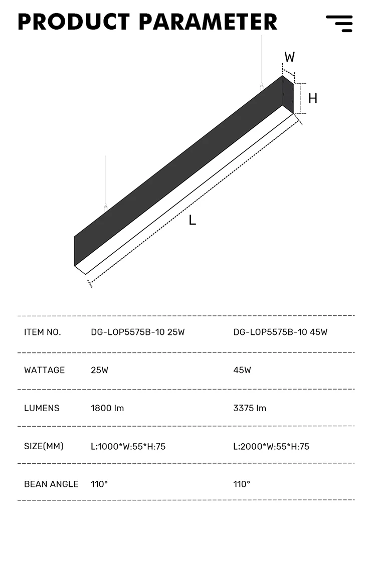 DNG Factory Supermarket School Office Shop 25W 45W 1200mm Explosion Proof Wholesale Ceiling Hanging Linear Led Light