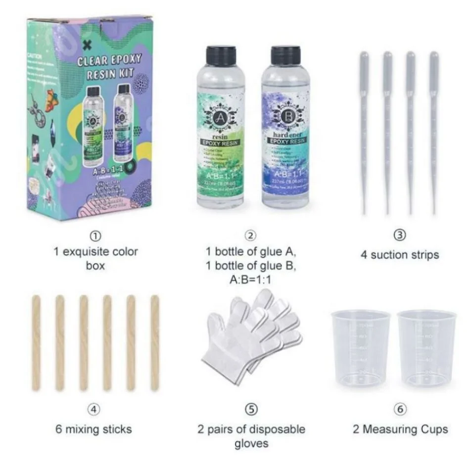 Resin Epoxy Magnet Set Coaster Crystal Clear Kit Stone Coat Incrustation Pour Resin Epoxy Resin Crystal Glue Kit