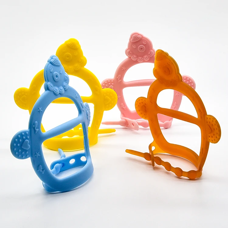 Wholesale Custom Safety baby teether BPA Free silicone funny toy silicone bracelet teether
