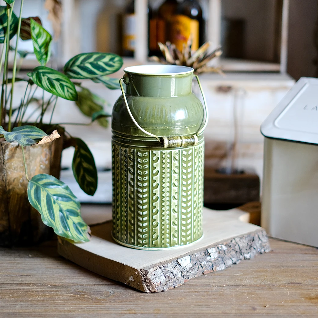 Galvanized Garden Grand Vase Flower Pots Minimalist Metal Iron Slim Bucket Medium Metal Galvanizedno Handle Plant Spring