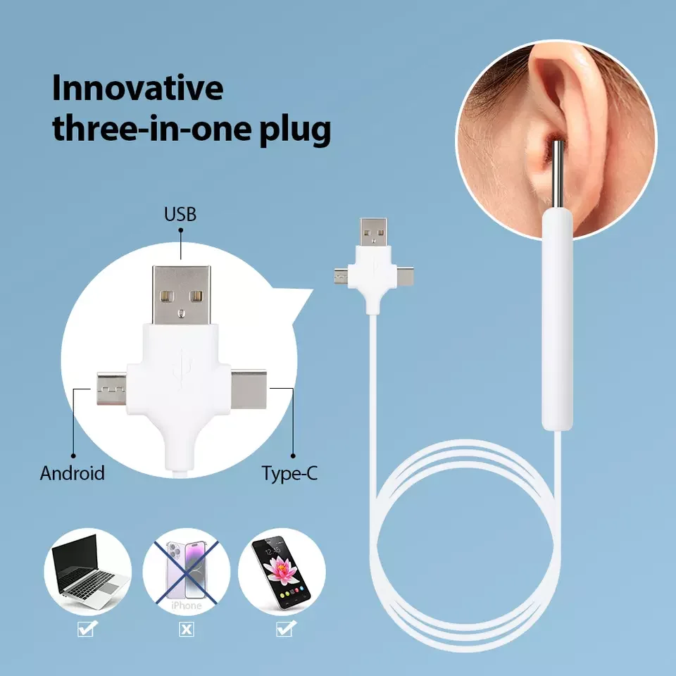 Factory Hot Seller 3 In 1 Usb Visual Otoscope Camera Hd Ear Wax Removal Cleaning Tool Ear Endoscope