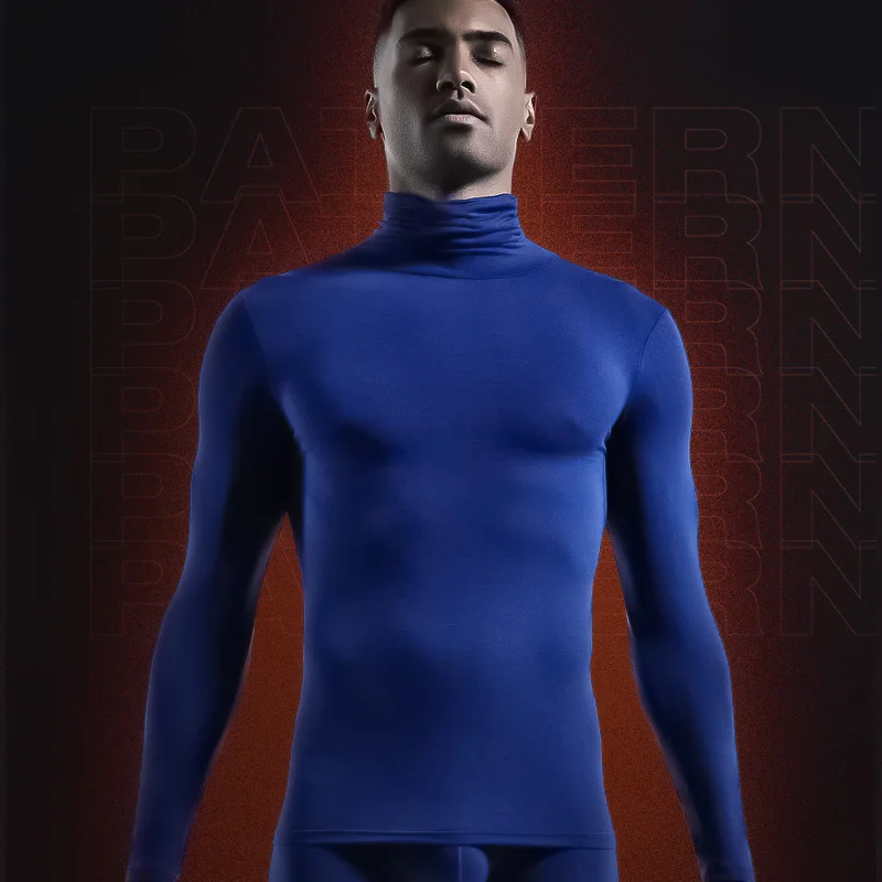 Оптовая продажа, Мужская черная водолазка с длинным рукавом, футболка на заказ, зимнее термобелье с высоким воротником для мужчин, длинные рукава