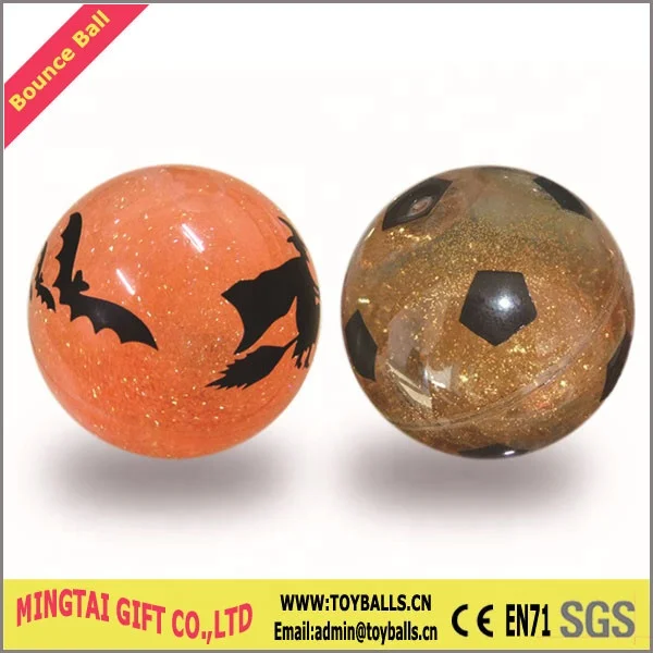 Hot Sell Factory Price 55mm 65mm 75mm different Size and Colorful Ribbon Flashing Glitter Water Bouncy LED Ball