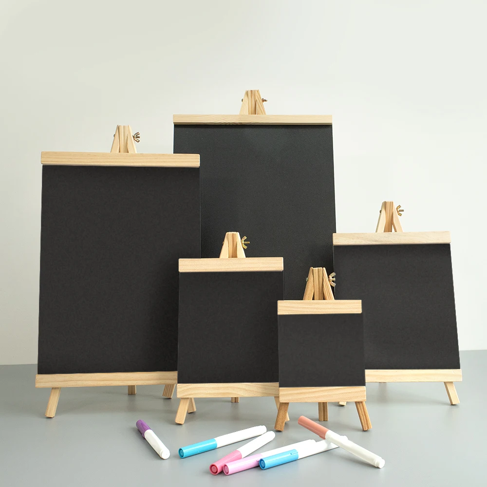 25X48cm Store Sign Board Wooden Black Chalkboard Easel Stand For Kids Drawing Writing Message Board