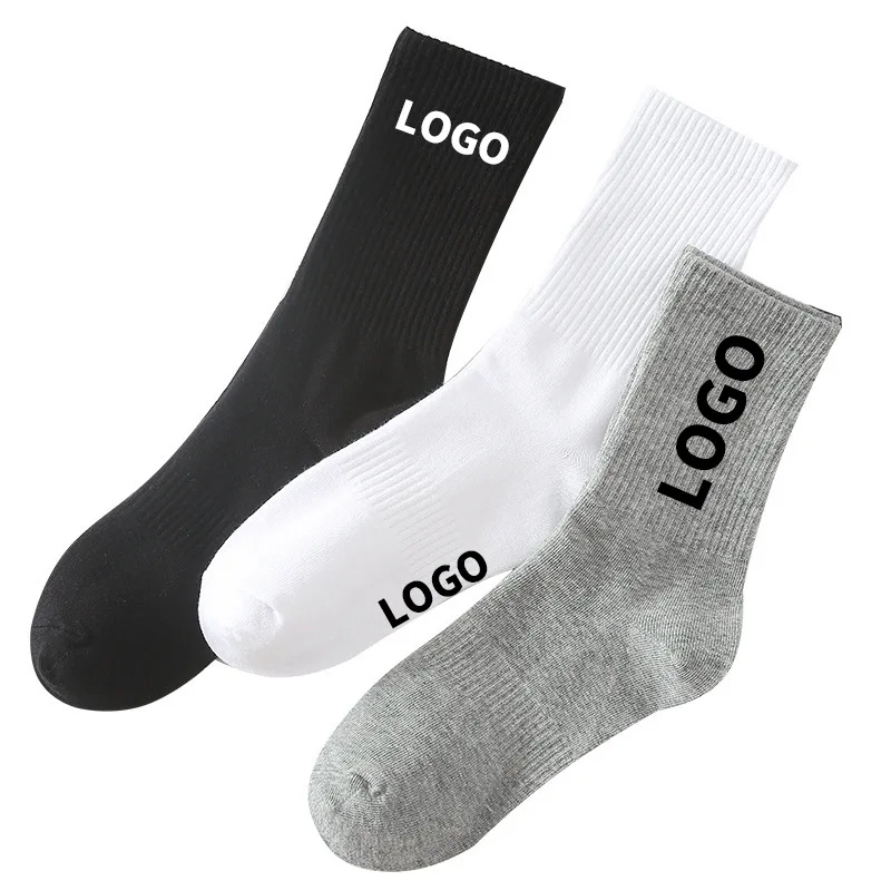 OEM cotton mens sport socks stockings high quality wholesale China factory can custom socks logo crew jacquard socks