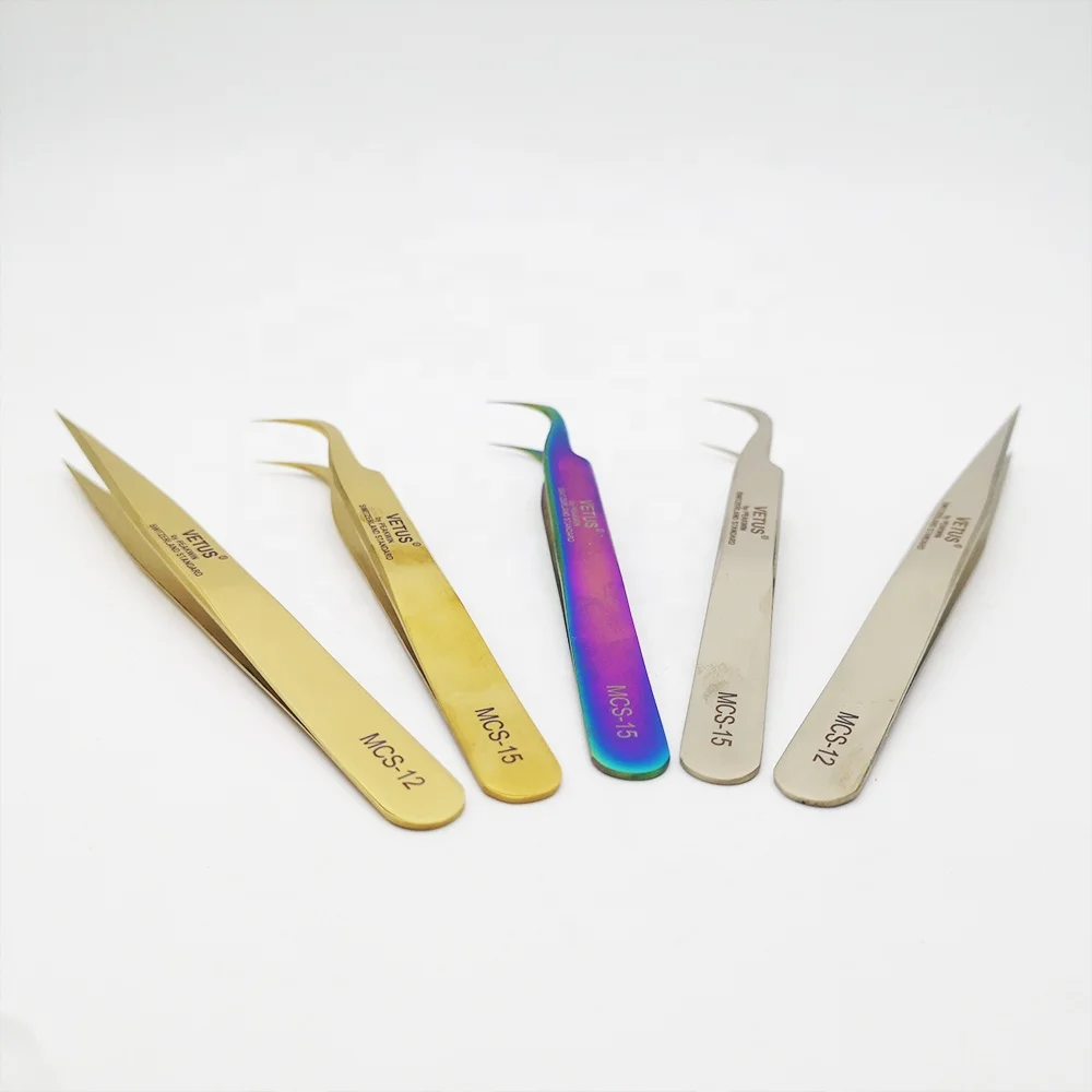 Meecil Rose Gold Wholesale Custom Logo Custom Eyelash Extension Tweezers Private Label Lash Tweezers Eyelash Extension