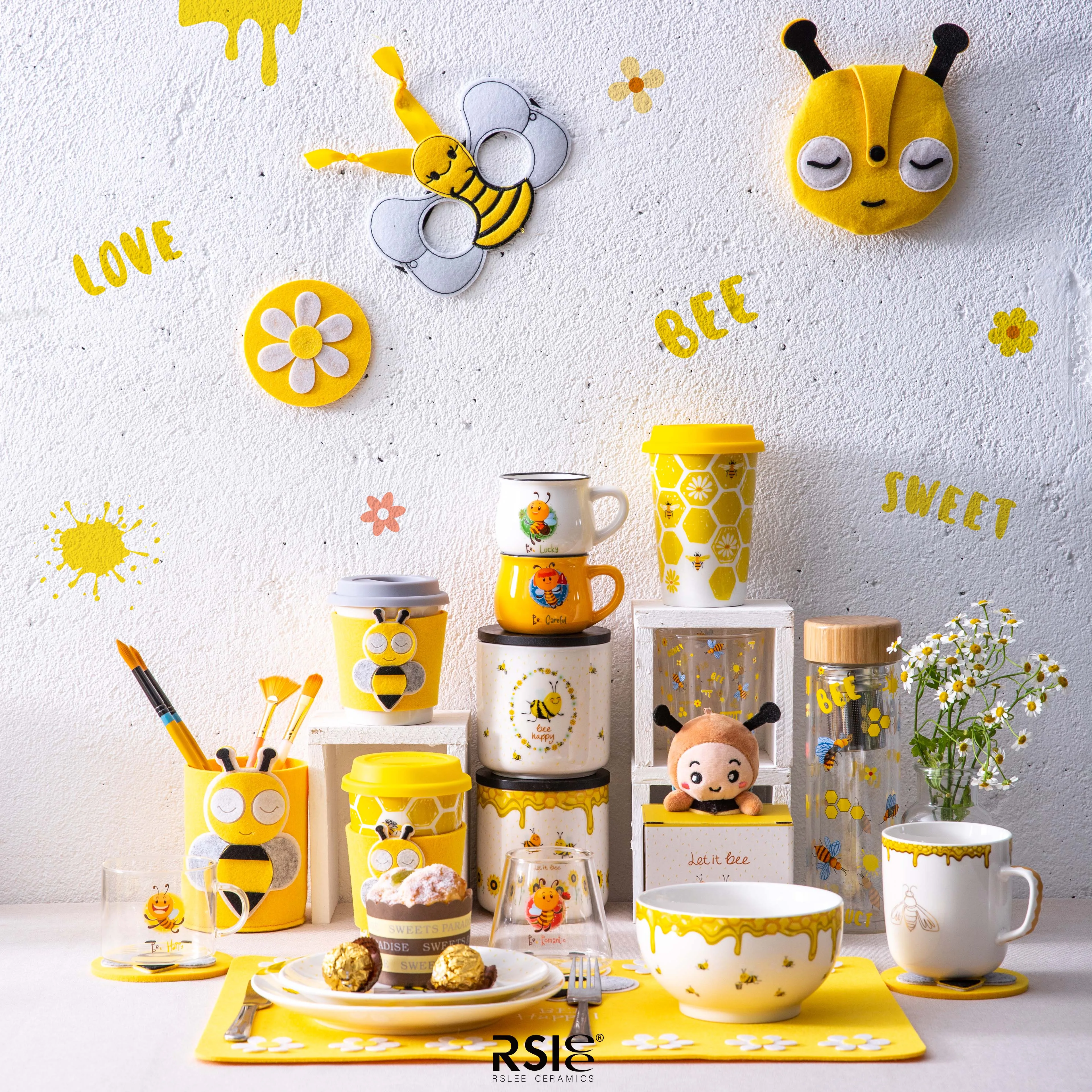 Лидер продаж, Набор кружек в виде пчелы, керамическая кружка с индивидуальным дизайном, кофейная чашка