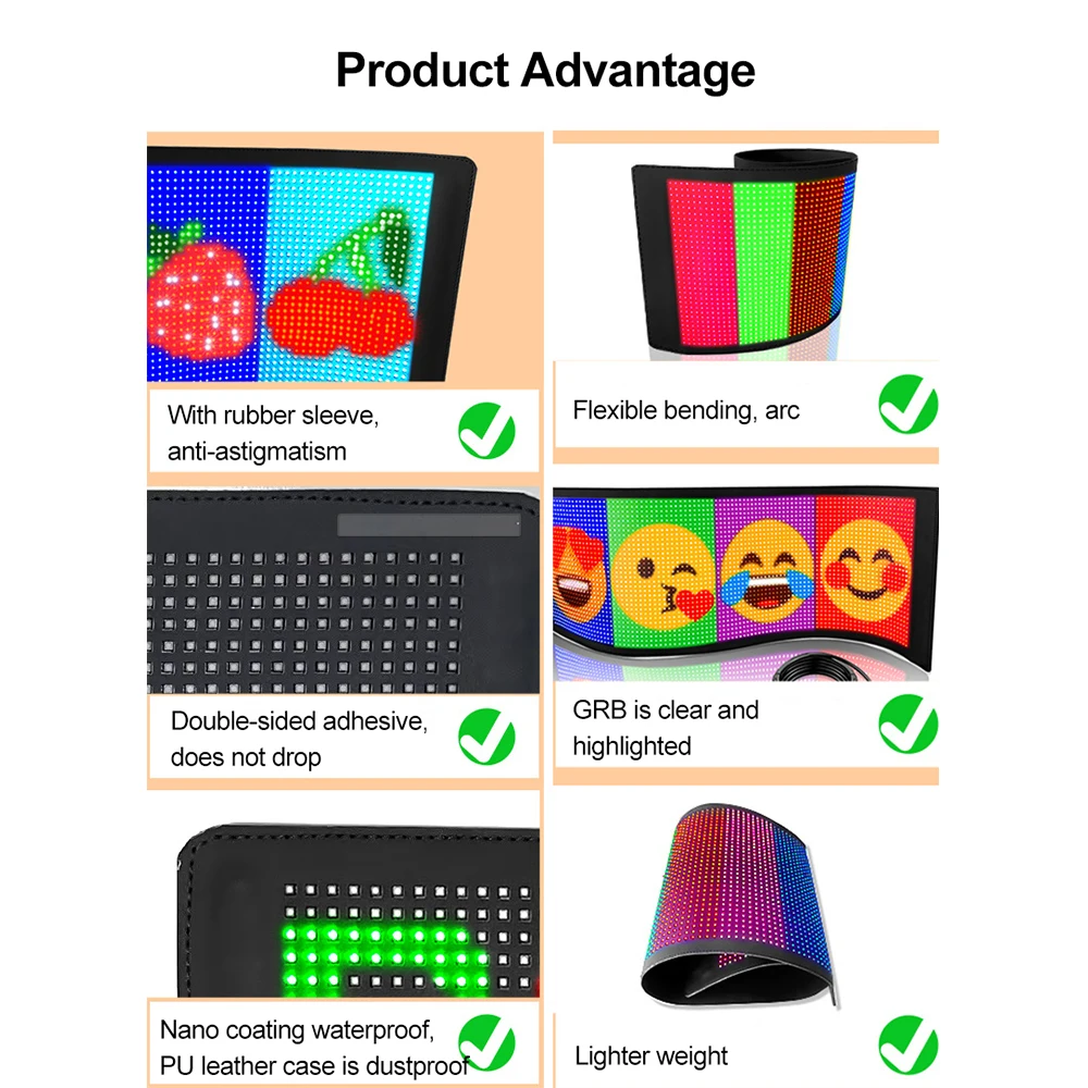 Taxi Led Flexible Display App Controlled Advertising Screen Car Rear Window Led Soft Screen Full-Color Subtitle Scrolling Screen