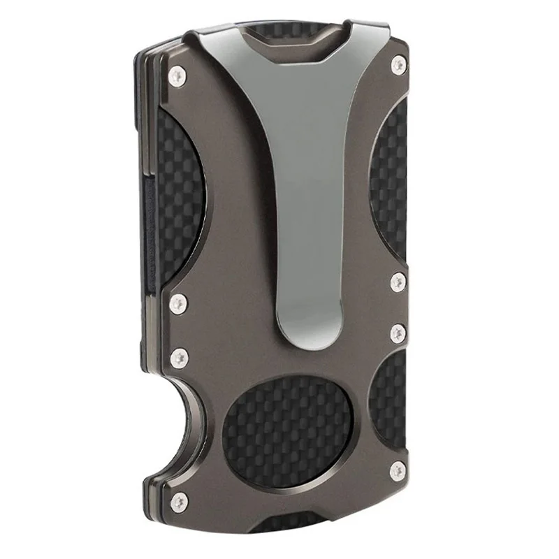 Тонкий Алюминиевый бумажник из углеродного волокна, портативный маленький бумажник для кредитных карт, Алюминиевый бумажник с блокировкой RFID, металлический бумажник