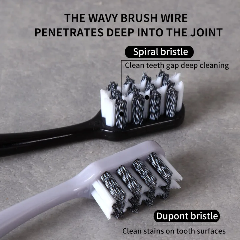 Adult soft bristled toothbrush high-end irregular hole spiral bristles DuPont bristles plastic box packaging