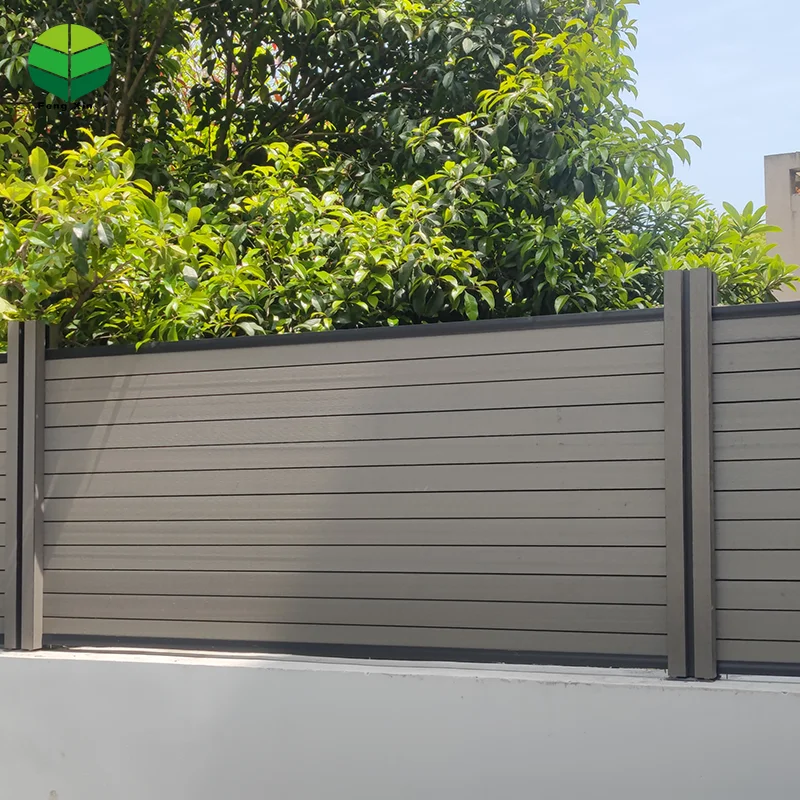 Garden WPC wood plastic composition Aluminum Balcony Privacy Fence Profile Louver Frame Bar Horizontal Slat Fencing