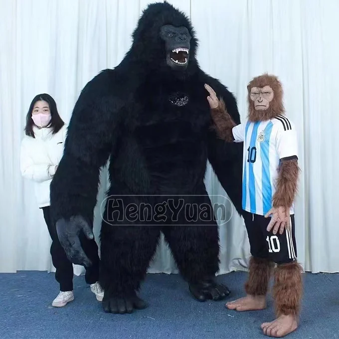 Hengyuan 2.6m Inflatable King-Kong Costume for Adult Halloween Plush Furry Gorilla Mascot