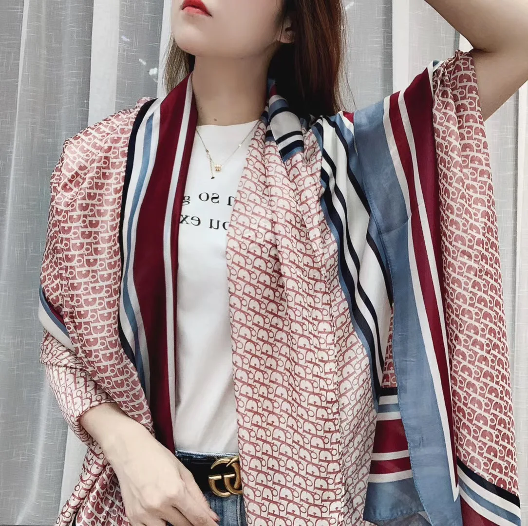 
2020 new design luxury D pattern polyester silk scarf 