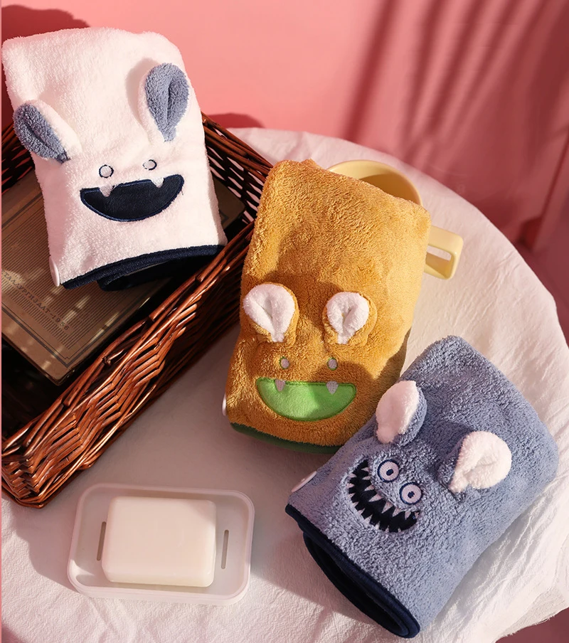 Cartoon Dry Hair Cap Coral Fleece Shower Cap Super Absorbent Quick Drying Turban Thickened Microfiber Cute Dry Hair Towel