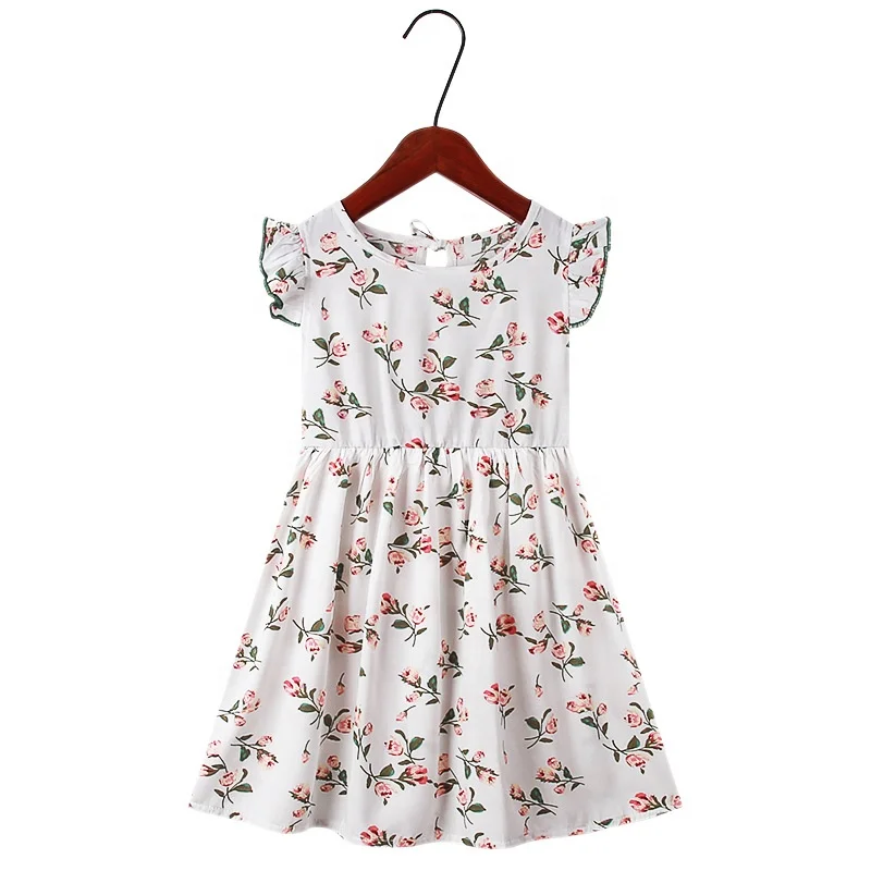 Summer Fashion dresses 2-10 years old girls lace sleeve floral dress Holiday beach dress