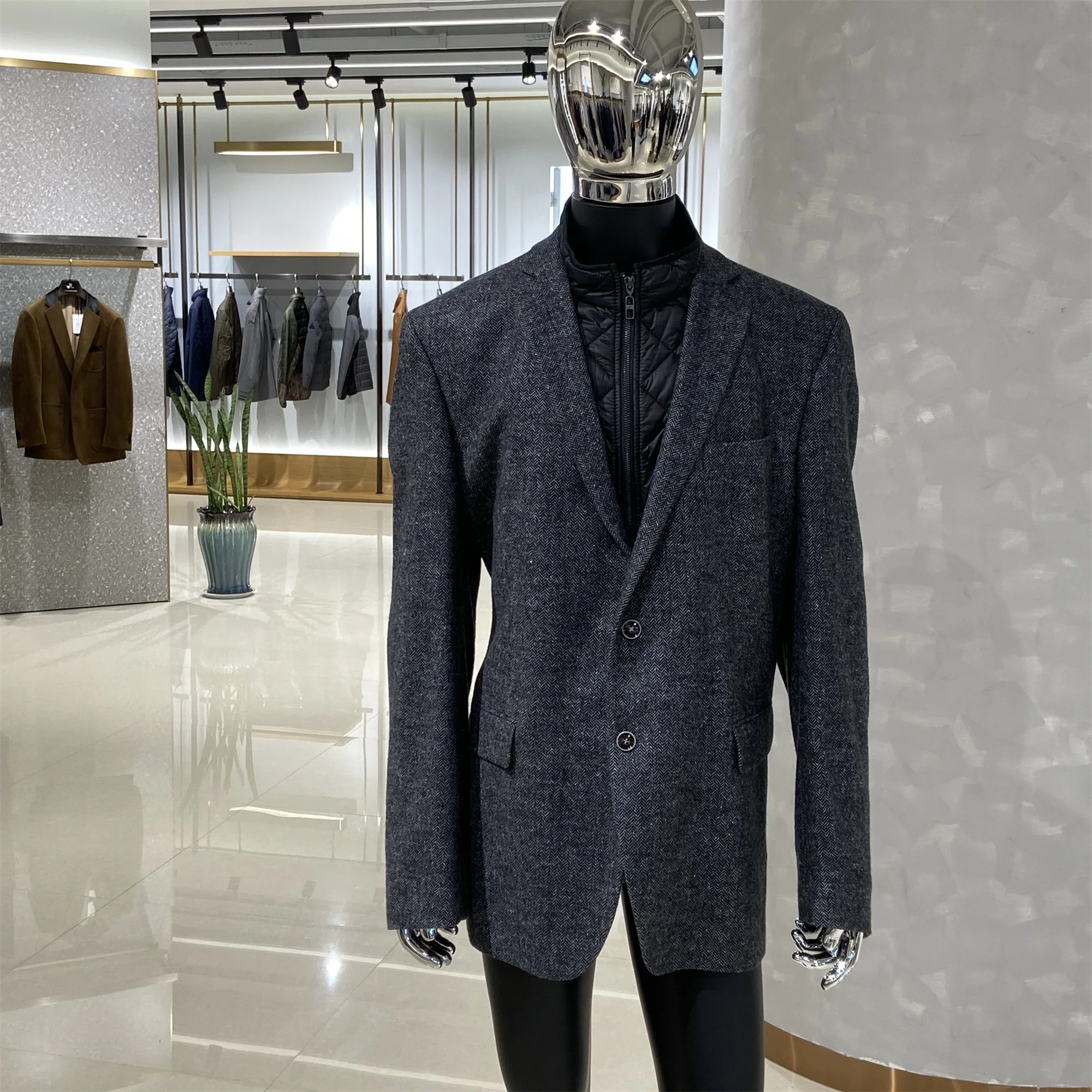 
Mens Slim Fit Wool Blend Overcoat Jacket Single Breasted Tailored Fit coat grey woolen high quality long coat with double vent 