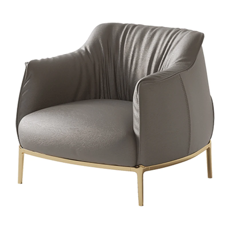 Light luxury modern leather sofa chair designer creative single sitting room bedroom single chair living room chair armchair