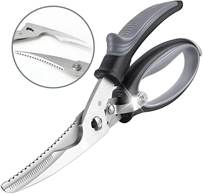 SH NEW ARRIVE Strong Fishbone Kitchen Household Scissors with Plastic Soft Grip Handle Come-apart Chicken Bone Scissors