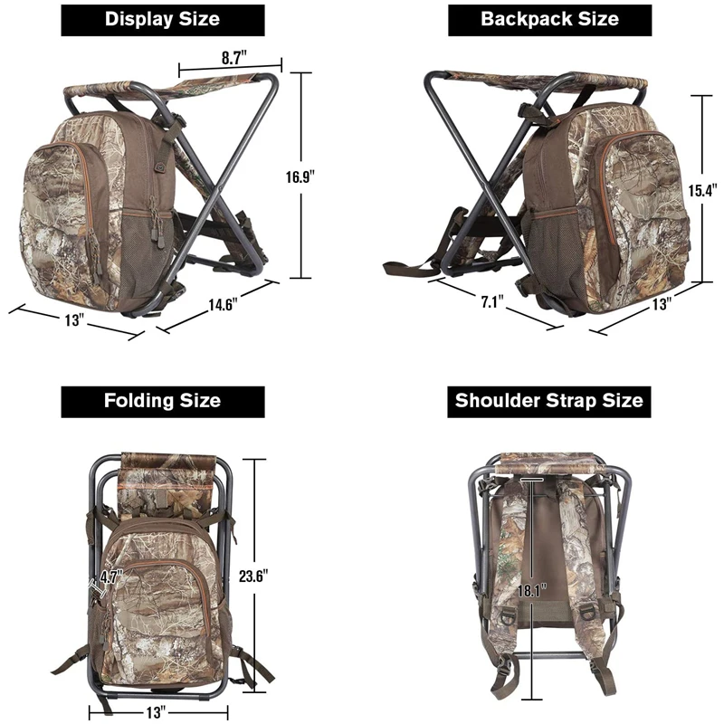 3 in 1 CAMO Lightweight Portable Outdoor Camping Hiking Cooler Backpack Foldable Fishing Chair lunch box cooler lunch bag