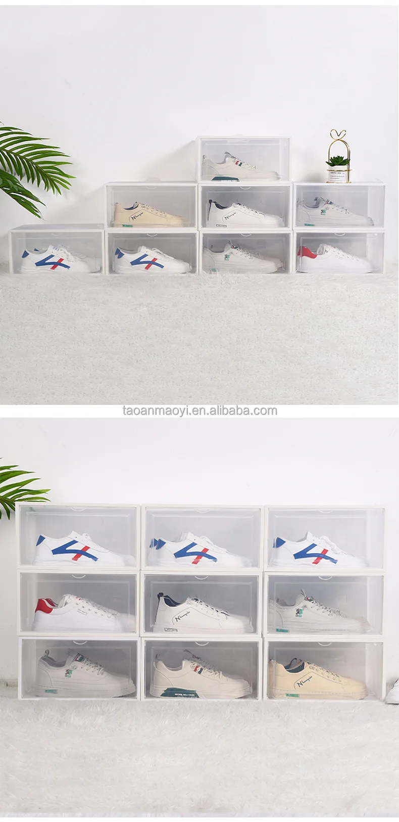 Hot selling Online Product Simple Folding Dust Proof Huge Transparent Sport Shoe Box Stackable Plastic Shoe Storage Boxes