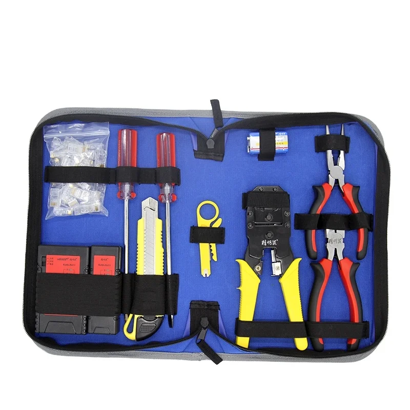 Wholesale Cable Continuity Tester RJ45 Crystal Head Wire Stripper Crimping Toolkit Bag NF-1304