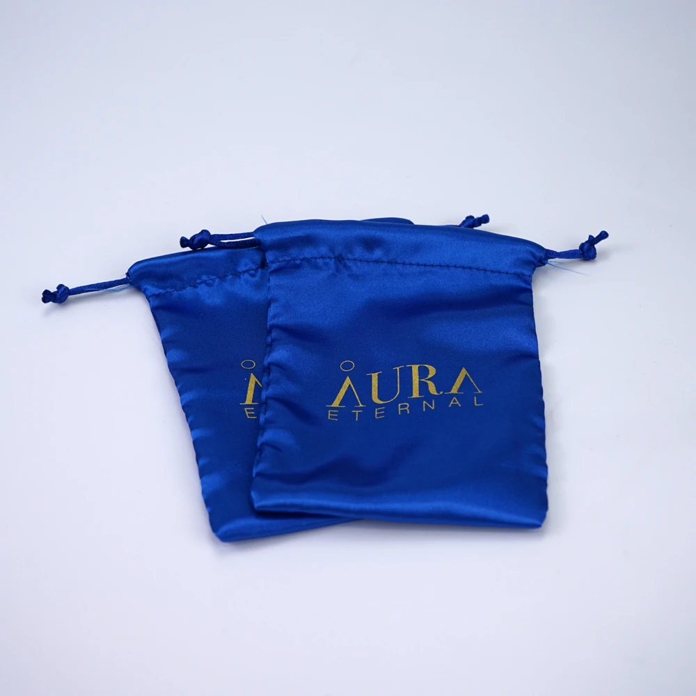 Индивидуальные ювелирные изделия, маленькая упаковка, подарочные атласные пакеты на шнурке с напечатанным логотипом