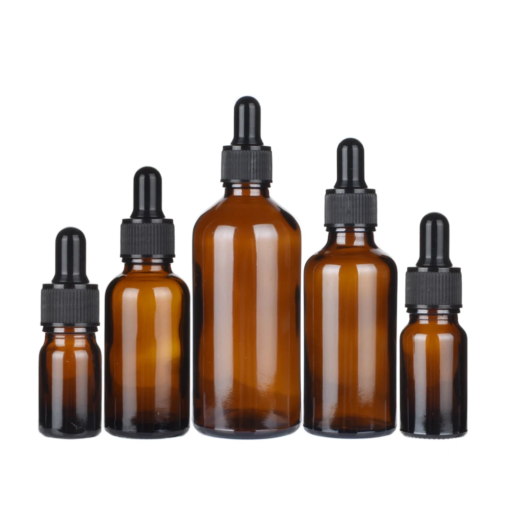Hair Oil Perfume Essential Oils Dropper Bottles Clear Glass 5ml 10ml 15ml 20ml 30ml 50ml 100ml Amber Black Personal Care 200pcs
